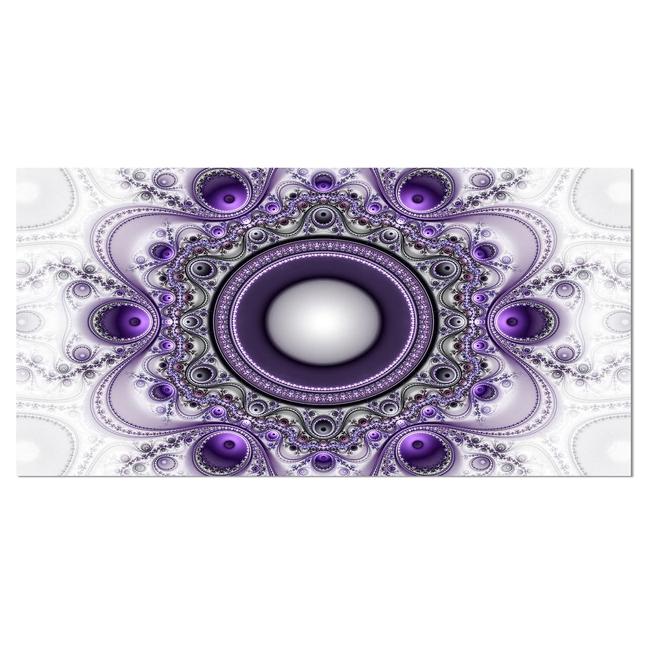 Designart - Purple Fractal Pattern with Circles - Oversized Abstract Canvas Art Print